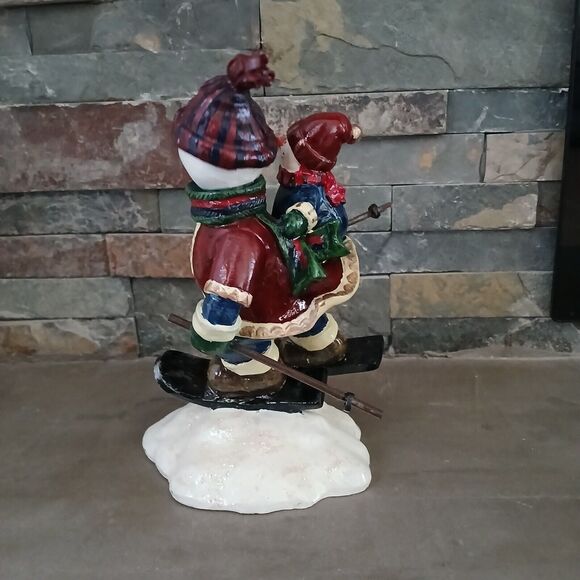 Tradition of Christmas Snowman on Skis Bobble Head Figurine Holiday Decoration - Picture 3 of 9